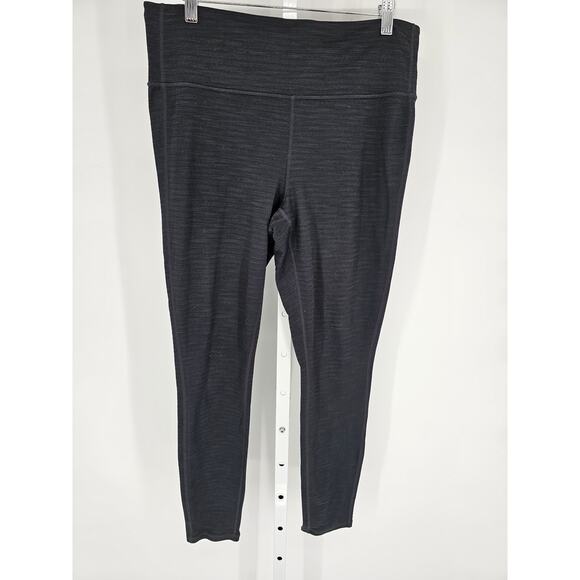 Athleta Womens Sz L Mid Rise Pull On Athletic Leggings Heathered Black - Picture 1 of 4